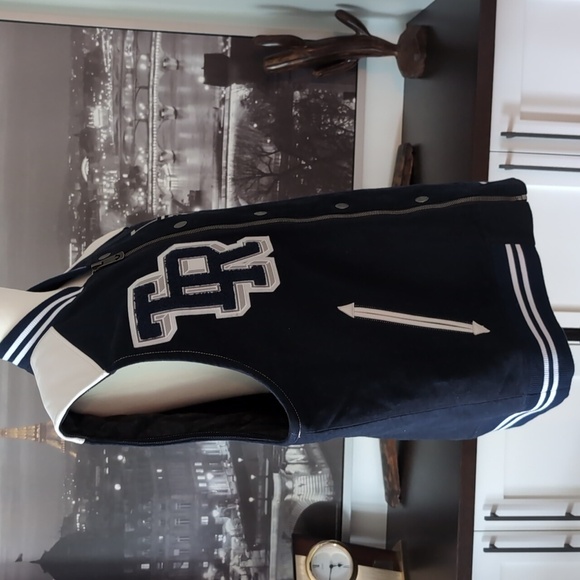 True Religion Black/ White Varsity Bomber Jacket Vest,Size 2XL. - Picture 6 of 16